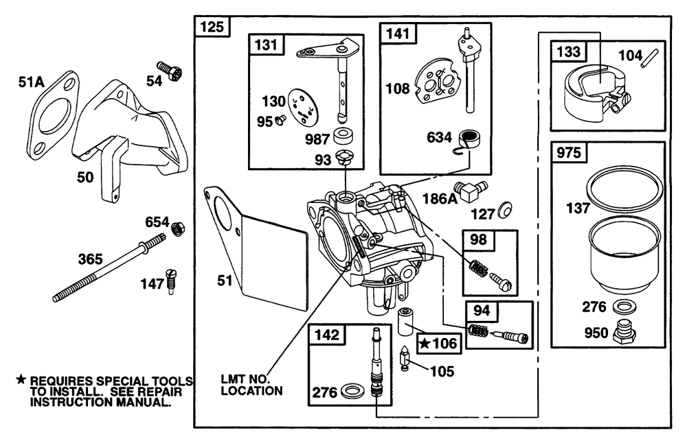 Carburetor Assembly Diagram and Parts List for 226432-0057-XX  Briggs and Stratton Engine